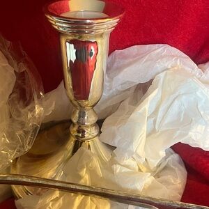 Elegant Silver Plated Candle Holder/Console Set with Snuffer
